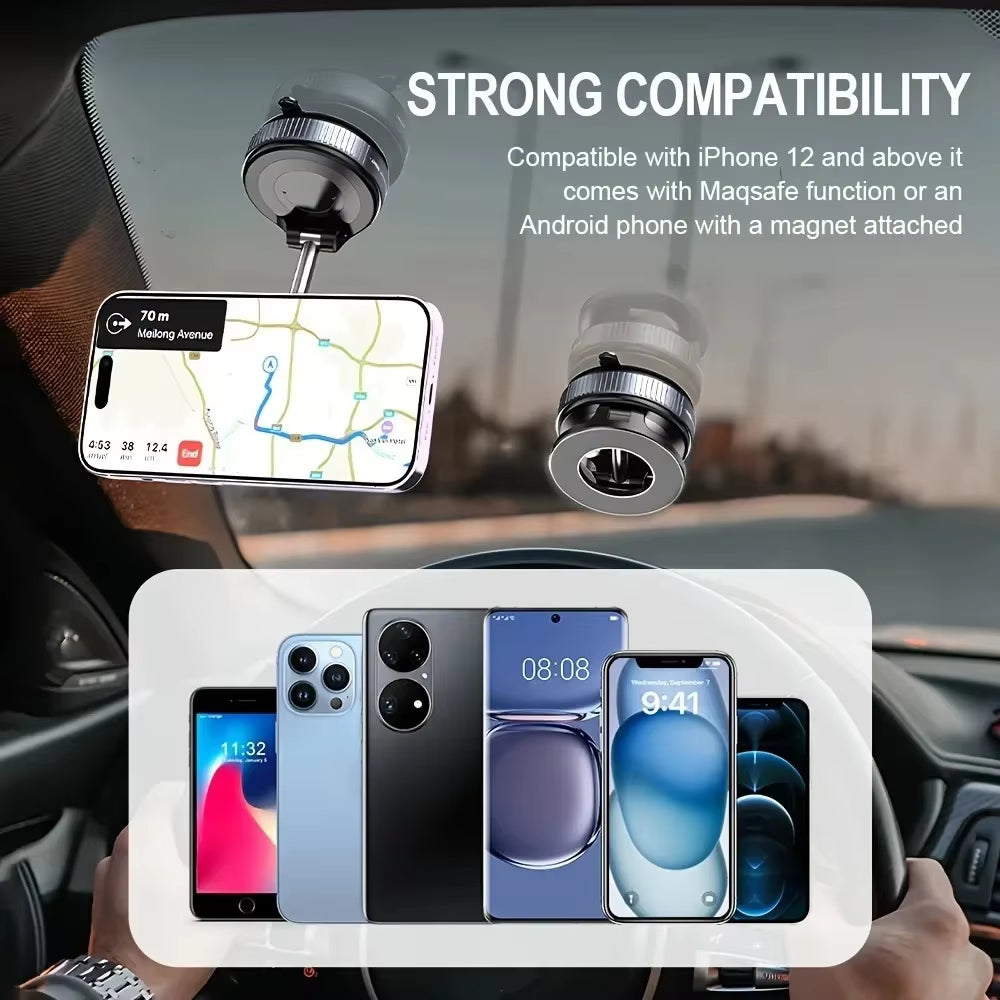360° Rotable Strong Magnetic Phone Holder With An Adjustable Vacuum Perfect For Influencers (Universal Use)