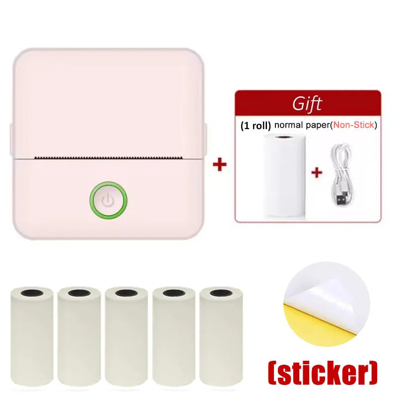 X6 Mini HD Printer Portable Sticker Label Printer Bluetooth Pocket Thermal Printer with Paper for Student Note Inkless Printing
