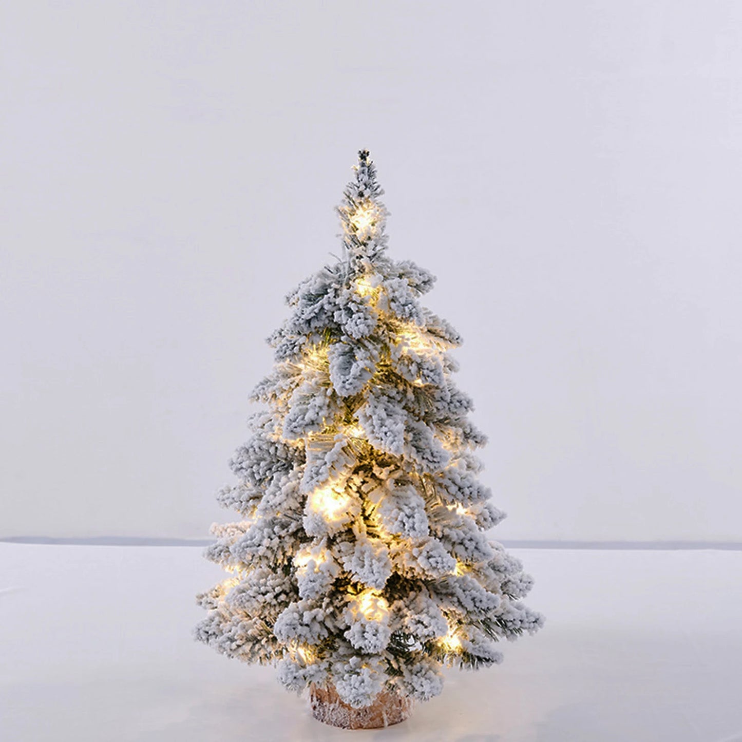 Charming 45Cm Mini Flocked Christmas Tree with Snowflakes - Lighted Tabletop Decor for Home, Office, Holiday Parties And Gaming Rooms