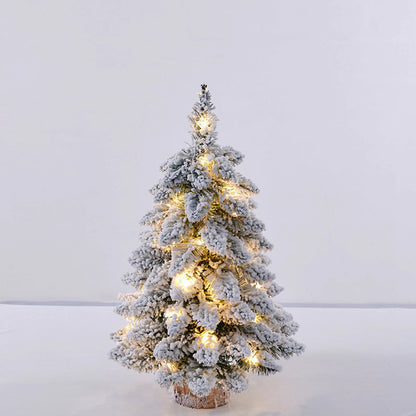Charming 45Cm Mini Flocked Christmas Tree with Snowflakes - Lighted Tabletop Decor for Home, Office, Holiday Parties And Gaming Rooms