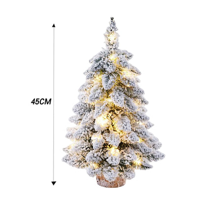 Charming 45Cm Mini Flocked Christmas Tree with Snowflakes - Lighted Tabletop Decor for Home, Office, Holiday Parties And Gaming Rooms
